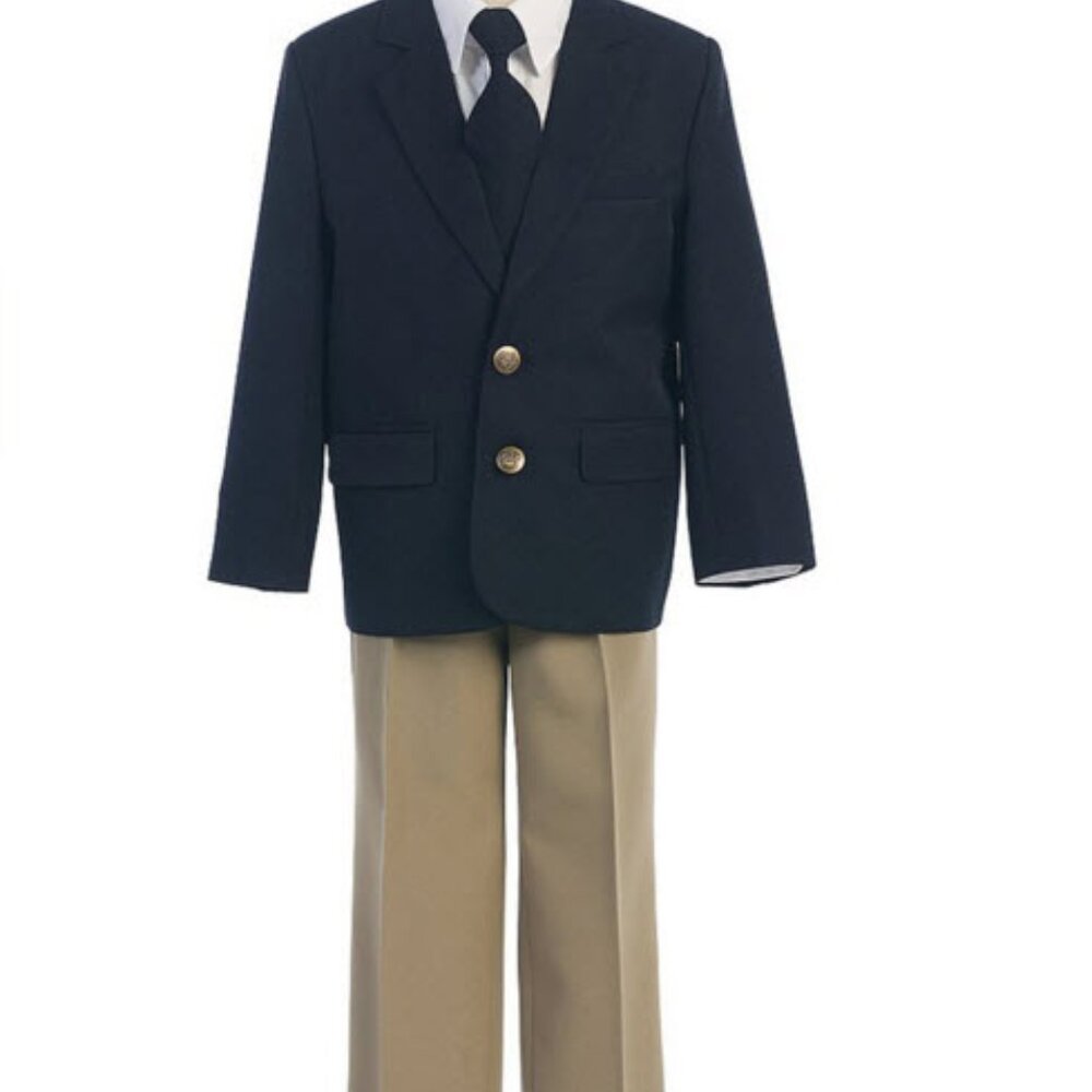 Sweet Kids Notch Lapel Blazer and Pants Special Occasion Suit -Navy/Khaki - NWT